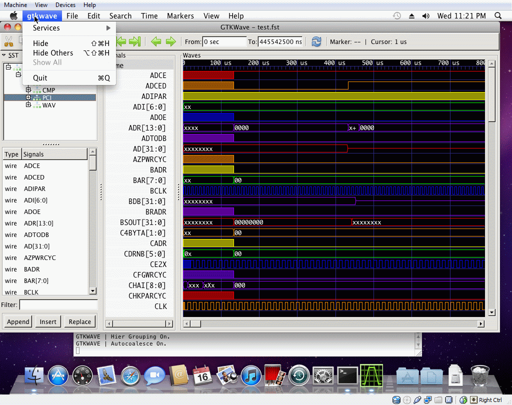 Demonstrating application integration with Mac OSX / Quartz