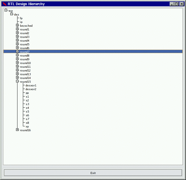 The RTLBrowse RTL Design Hierarchy window