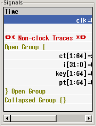 Signal subwindow with scrollbar and an "open" collapsible trace