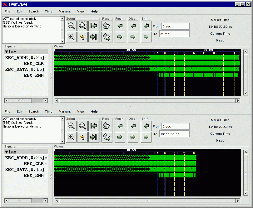 TwinWave managing two GTKWave sessions in a single window